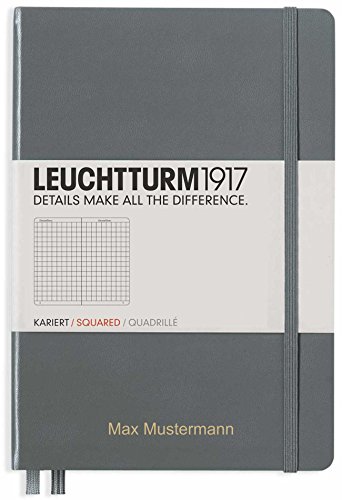Cuaderno de Leuchtturm1917 personalizable con nombres, formato A5, color antracita, diseño de cuadros (antracita)