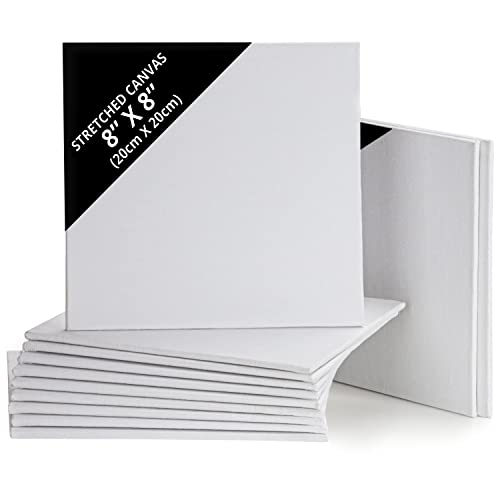 Kurtzy Pack de 12 Lienzos para Pintar en Blanco 20 x 20 cm – Set Panel de Lienzo Cuadrado Preestirado – Aptos para Pintura Acrílica y al Óleo - Lienzo Blanco para Bocetos y Dibujos