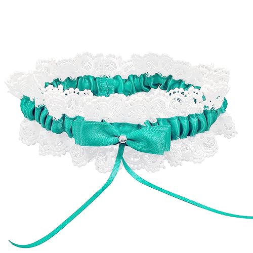 Satohom Liga para Novia Azul, Liga Nupcial Elástica, Accesorios de Vestidos de Novia, Liga de Encaje, Garter Boda- Novias Accesorios- para el Banquete de Boda (1Pcs),30-60cm