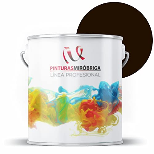 Pinturas Mirobriga Esmalte Antioxidante Color Marron Chocolate Ral 8017, Secado Rapido, Directo sobre metal, proteccion de superficies de hierro y madera. Acabado Brillante. Envase de 4Lt.