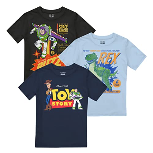 Cotton Soul Disney Buzz, Woody, Rex Pack - Camiseta para niños, paquete múltiple, multicolor, S