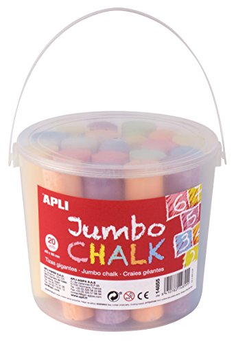 APLI Kids 14855 - Caja Tiza Jumbo Redonda, Colores Surtidos, 20 Uds, 25 x 105 mm