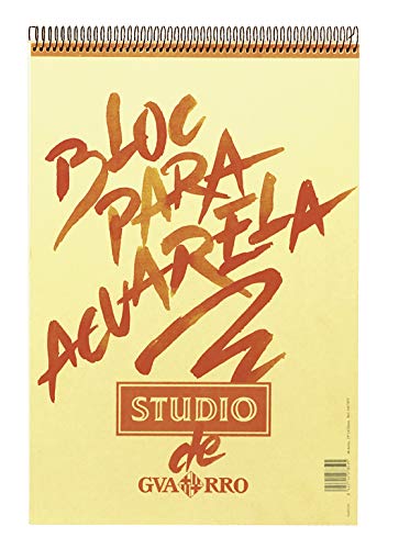Canson Guarro Studio Acuarela, Papel de acuarela, Prensado en frío, 225g, Espiralados sobre el lado corto, A3-29,7x42cm, Blanco natural, 40 hojas