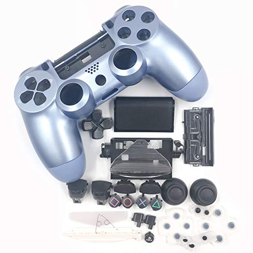HUAYUWA - Carcasa de plástico para Mando de Juego con Botones de Repuesto para Playstation 4 Slim 4.0 JDM-040 (versión v1), Color Azul Titanio