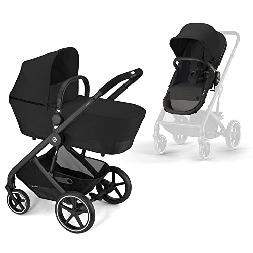 CYBEX Gold Cochecito Balios S 2-en-1, Mecanismo de plegado con una sola mano, Desde el nacimiento hasta 4 años aprox (máx. 22 kg), Nebula Black (Negro)