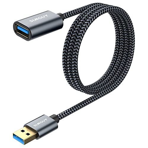 SUNGUY Cable de extensión USB 3.0 1m 5Gbps Cable de extensión USB A Macho a Hembra Cable de extensión súper rápido para Lector de Tarjetas, Teclado, Impresora, escáner, cámara-Gris