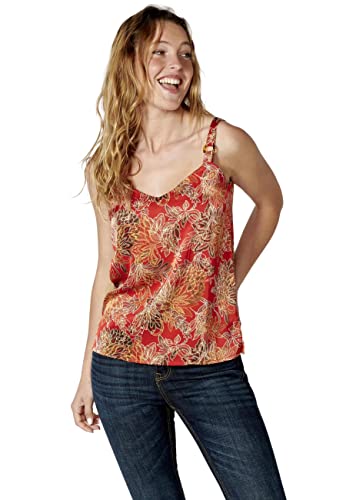 Koroshi Blusa de Tirantes con Estampado Floral Satinado Color Rojo para Mujer, de Color Rojo, Talla XL