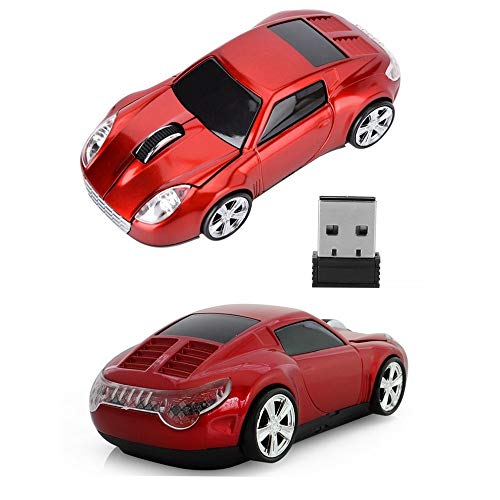 Ratón inalámbrico para Auto: Originalidad Modelo de automóvil Inalámbrico USB 1200DPI Ratón óptico 3D para computadora portátil de Escritorio Ratón inalámbrico (Color : Red)