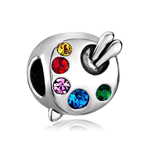 LSxAB Paleta de colores de pintor y abalorios compatibles con pulseras Pandora, Metal, No es una piedra preciosa