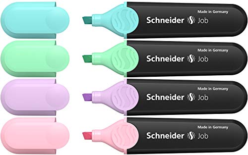 Schneider Job 150 - Rotuladores fluorescentes pastel (turquesa, menta, lila y rosado, 4 unidades)