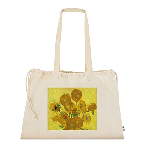 My Custom Style Bolso Shopper BIO Extra Large 53x37cm.#Arte-I Girasoles. Van Gogh# Algodón Orgánico 180 gr. Cierre de cordón Mangos 80 cm.