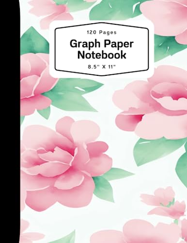 Baby Pink Florals Graph Paper Notebook for Math and Science Students(Quad Ruled 4X4, 8.5” X 11”, 120 Pages)