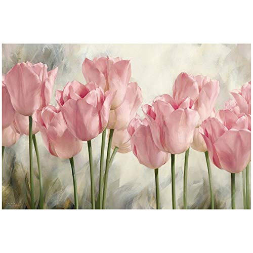 HSFFBHFBH Cuadro en Lienzo Cartel de Flor de tulipán Rosa Cartel Impreso y Estampados Pintura Arte de la Pared Decoración de Imagen para Sala de Estar 30x60cm (11.8