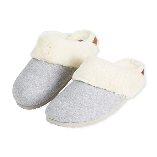 Dunlop Zapatillas Mujer, Zapatillas Casa Mujer con Forro Polar, Pantuflas Mujer Suela de Goma Antideslizante (Gris, Numeric_38)