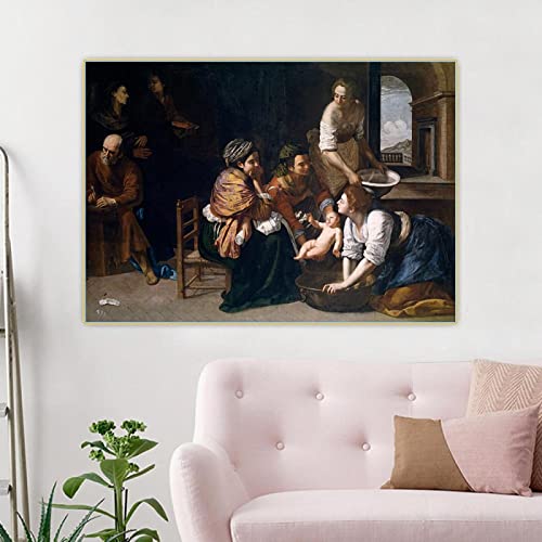 Dittelle Artemisia Gentileschi Nacimiento de San Juan Bautista Lienzo Pintura al óleo Estética Imagen Póster Impresión Decoración para el hogar 50x70cm Sin marco