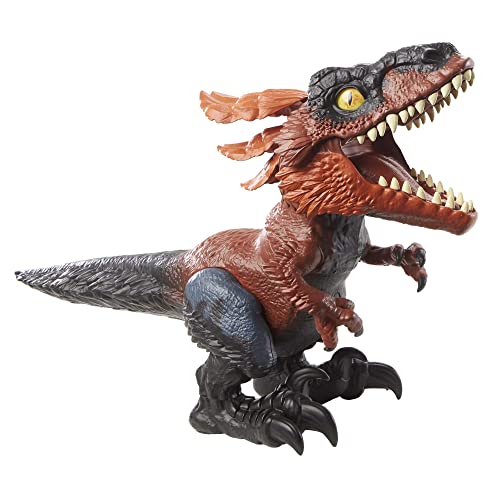 Figura de acción de dinosaurio Pyroraptor de Jurassic World GYW89, A New Age, Uncaged Rowdy Roars, regalo de juguete con movimientos interactivos y respuesta de sonido al tacto, multicolor