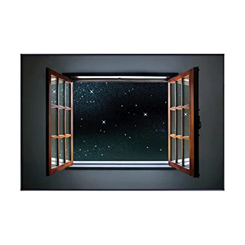 Nordic windows view night stars Pintura en lienzo carteles e impresión Paisaje decoración del hogar Cuadros artísticos de pared Sala de estar Dormitorio 40x70cm / 15.7 