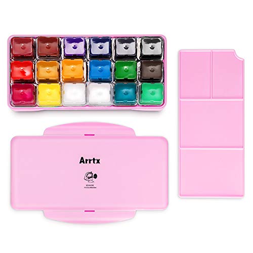 Arrtx HIMI pintura Gouache kit, 18 colores x 30 ml, diseño único de tarrinas con funda portátil palette, No Tóxica, Pigmento rico, ideal para Niños, estudiantes, artistas principiantes (rosa)