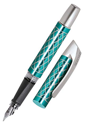 ONLINE Pluma estilográfica Campus Diamond Turquoise, pluma caligráfica, mango ergonómico, pluma caligráfica ancha de 1,4 mm, cartuchos de tinta estándar, incluye cartucho azul, apto para alérgicos.