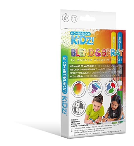 Chameleon Kidz Kit de 12 Blend & Spray CK1602 – Mix & Spray Kit de creatividad – Airbrush