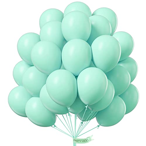 PartyWoo Globos turquesa, 50 piezas de globos turquesa pastel de 12 pulgadas, globos de látex mate, globos para decoraciones de cumpleaños, decoraciones de baby shower, decoraciones de boda