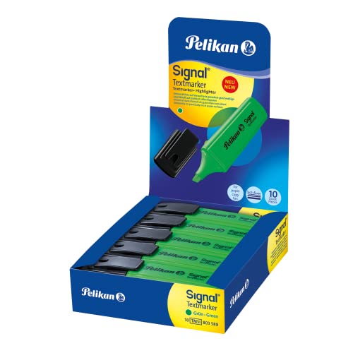 Pelikan - Subrayadores Fluorescentes - Signal - 10 Unidades - Color Verde - Material Oficina y Papeleria