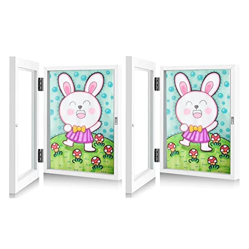 Tabesly Marco De Fotos Para Dibujos De NiñOs Infantiles Cambiar Con Apertura Frontal Opening Profundidad Cuadros Arte Plegable Portafotos A4 Rellenable Para Abrir Obras ArtíStico 35x25cm Blanco