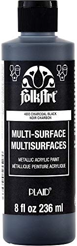 Plaid PE4693 Folk Art Pintura acrílica metalizada multisuperficie, negro carbón metálico, 8 onzas