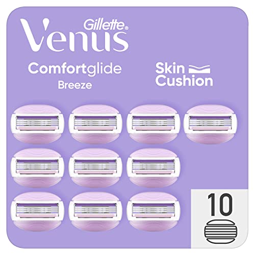 Gillette Venus Comfortglide, Breeze, Recambios Para Maquinilla de Afeitar Mujer, Pack De 10 Recambios, Depilación Suave, Apurada Y Duradera