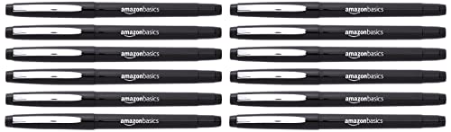 Amazon Basics Rotuladores de punta de fieltro - Punta media, color negro, pack de 12