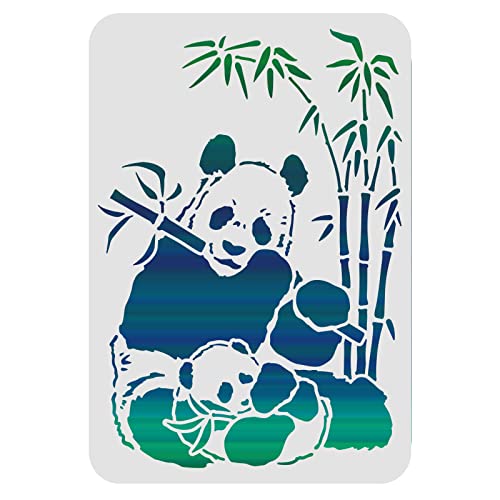 FINGERINSPIRE Plantillas de Pintura de Panda y bambú para Dibujo de 29,7x21cm Plantillas de plástico para mamá y bebé Plantilla de decoración para Pintar en Madera Piso Pared y Tela