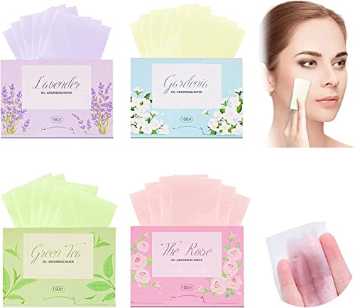 Papel absorbente de aceite facial,400 Papel Secante de Aceite,Hojas de toallas de papel absorbentes de aceite natural, película de papel absorbente de aceite facial de tejido para hombres y mujeres