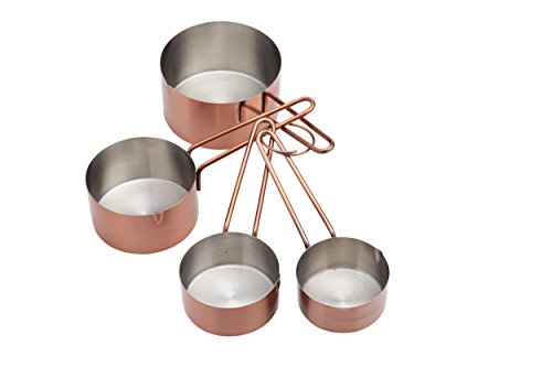 masterclass Stainless Steel Measuring Cups (Set of 4) -Copper Finish, Silver/Brown