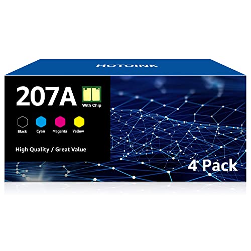 Paquete de 4 207A Tóner (con Chip) Compatible con HP 207A 207X de tóner para HP Color Laserjet Pro MFP M283fdw M282nw M255dw M283fdn M255nw W2210A W2211A W2212A W2213A Negro Cian Amarillo Magenta