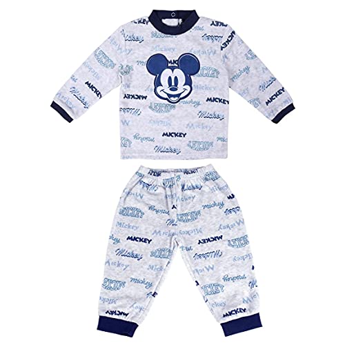 CERDÁ LIFE'S LITTLE MOMENTS Bebe Niño de Mickey Mouse-Pijama de Invierno Velour [ 80% Algodón, 20% Polyester] -Licencia Oficial Disney, Gris, 24 Meses para Bebés