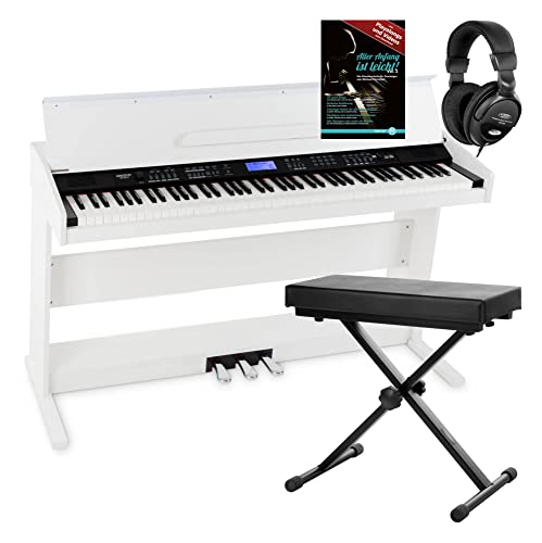 Piano digital FunKey DP-88 blanco set con auriculares, banco y manual