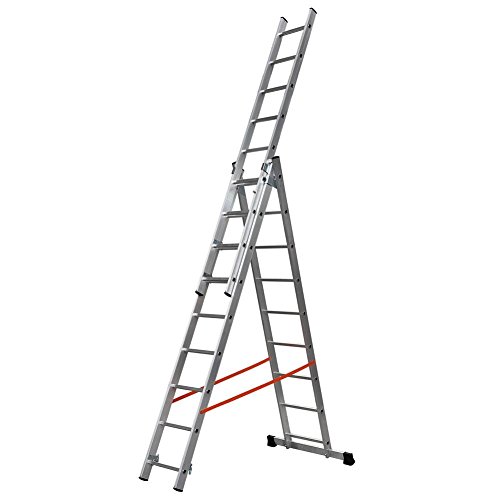 Gierre UB-AL415 AL415-Escalera 3 tramos combinada de Aluminio Modula 3x9, Negro, 9 peldaños