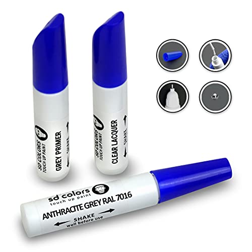 SD COLORS RAL 7016 - Lápiz de pintura para retocar (12 ml, con lápiz y pincel), color gris