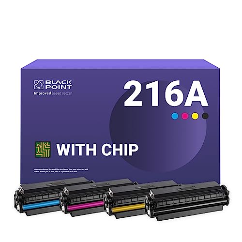 BLACK POINT [con Chip] Juego de 4 Cartuchos de Tóner para HP 216A HP W2410A W2411A W2412A W2413A para HP: Color Laser MFP M182n Color Laser MFP M183fw - Certificado TÜV