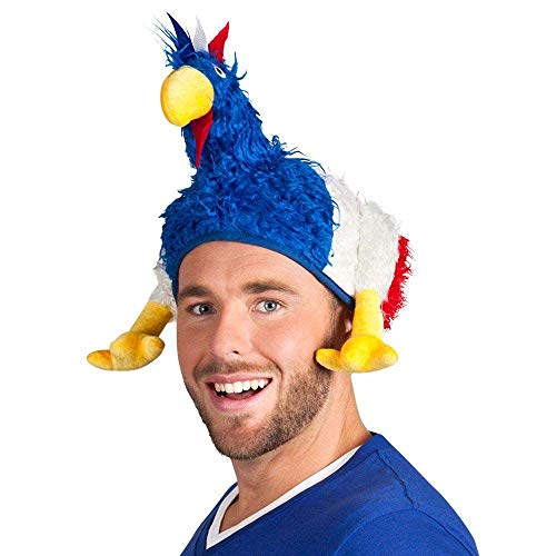 Boland 62021 - Sombrero pollo tricolor, azul-blanco-rojo, abanico, tocado, Francia, accesorios de carnaval, fiesta temática, fiesta de lema