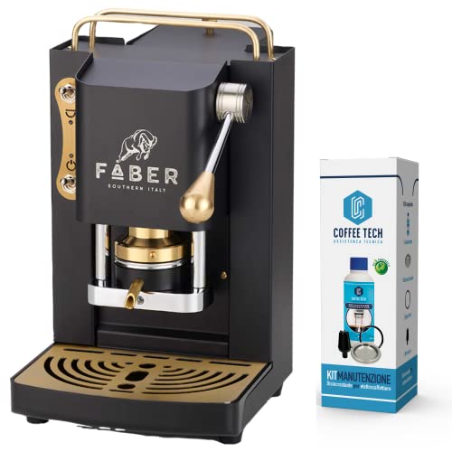 Cafetera Faber Mini Deluxe con acabado de latón en cápsulas de papel Ese 44 mm de regalo 20 cápsulas (mini negra)