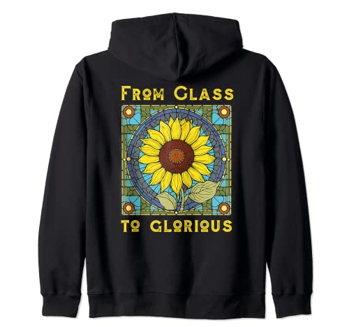 Vidrieras con diseño de girasol, colorido Sudadera con Capucha