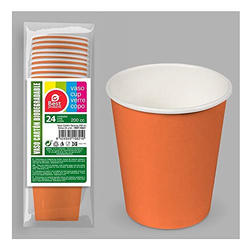 Genérico 24 gobelets de cartón orgánico 20 cl, color naranja