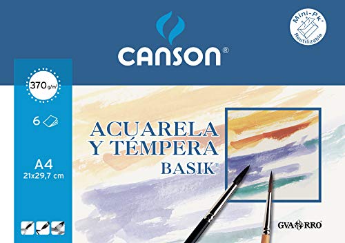 Canson Acuarela Basik , Minipack A4, 6 Hojas 370 g