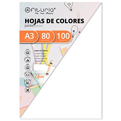 Pack 100 Hojas Color Blanco Tamaño A3 80g