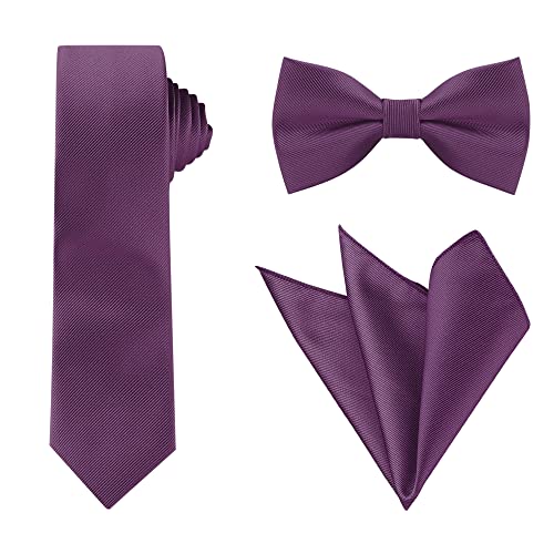 Allegra K Juego De Corbatas Para Hombre Corbata De Moño Corbata De Moño Cuadrado De Bolsillo Color Sólido Para Bodas Negocios Morado Oscuro Talla única