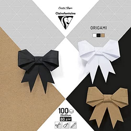 Clairefontaine 95006C - Un paquete de 100 hojas origami 20x20cm 80g Surtido Neutral