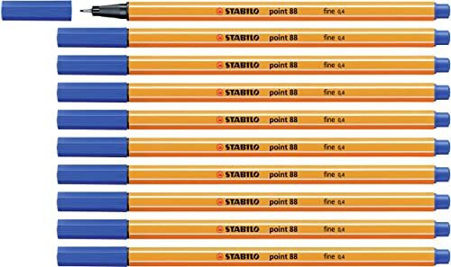 Rotulador punta fina STABILO point 88 - Caja con 10 unidades - Color azul