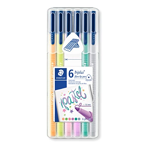 Staedtler Triplus Color 323 SB6CS01. Rotuladores de colores de punta fina multicolor. Estuche con 6 colores Pastel