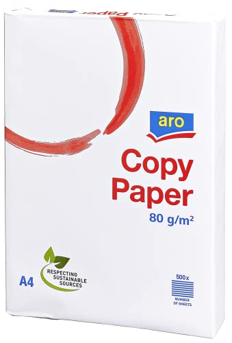 aro Papel de impresión DIN A4 paquete 5x500 hojas - 80g/m2 - folios blancos - Papel profesional universal para impresoras láser y de inyección de tinta, ideal para facturas, negocios, oficina